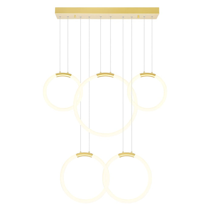 CWI Lighting Hoops 44" Chandelier, Satin Gold