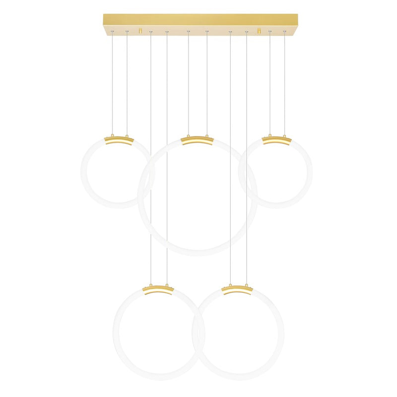 CWI Lighting Hoops 44" Chandelier, Satin Gold
