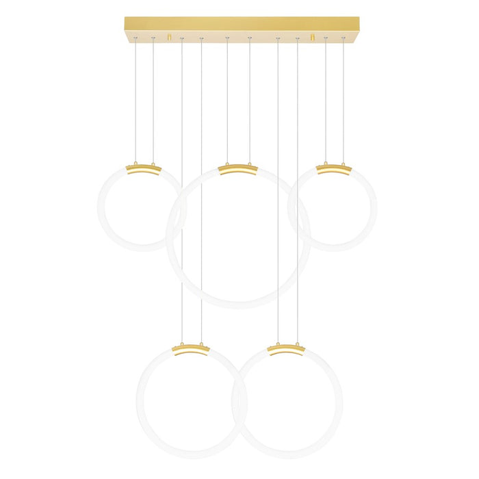 CWI Lighting Hoops 44" Chandelier, Satin Gold
