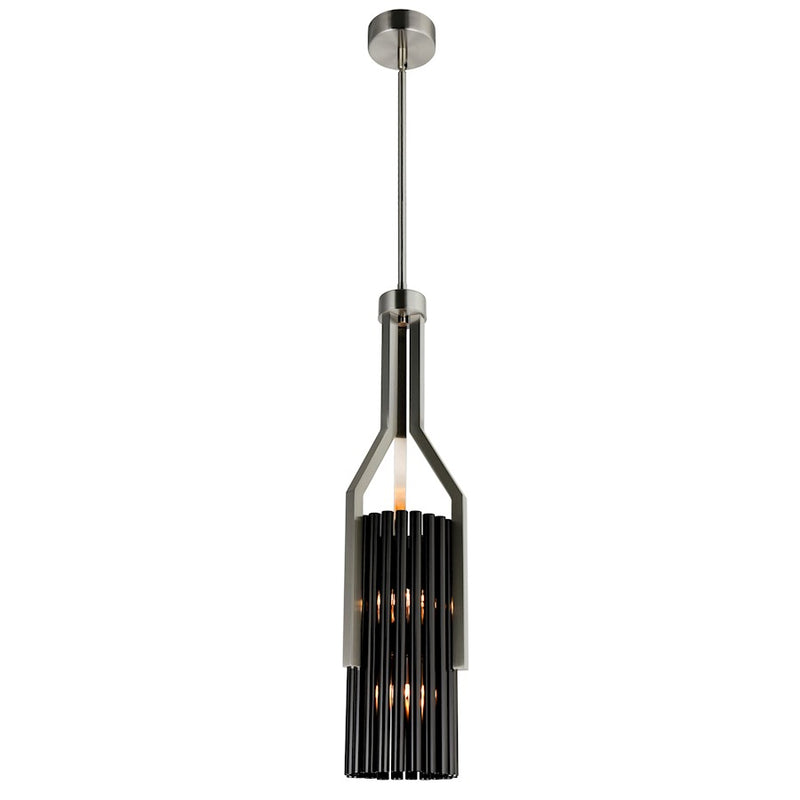 CWI Fermont 6 Light Mini Pendant, Satin Nickel/Pearl Black