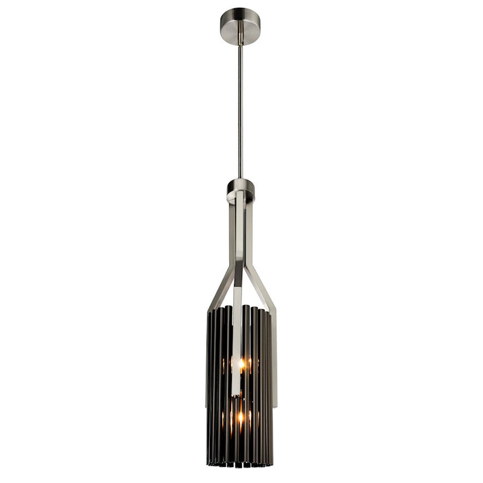 CWI Fermont 6 Light Mini Pendant, Satin Nickel/Pearl Black