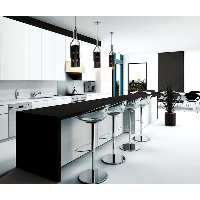 CWI Fermont 6 Light Mini Pendant, Satin Nickel/Pearl Black