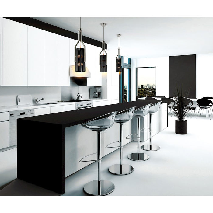 CWI Fermont 6 Light Mini Pendant, Satin Nickel/Pearl Black