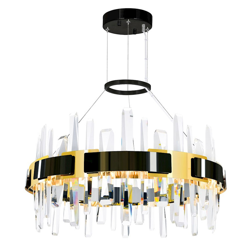 CWI Lighting Aya 24" Chandelier, Pearl Black/Titanium Gold