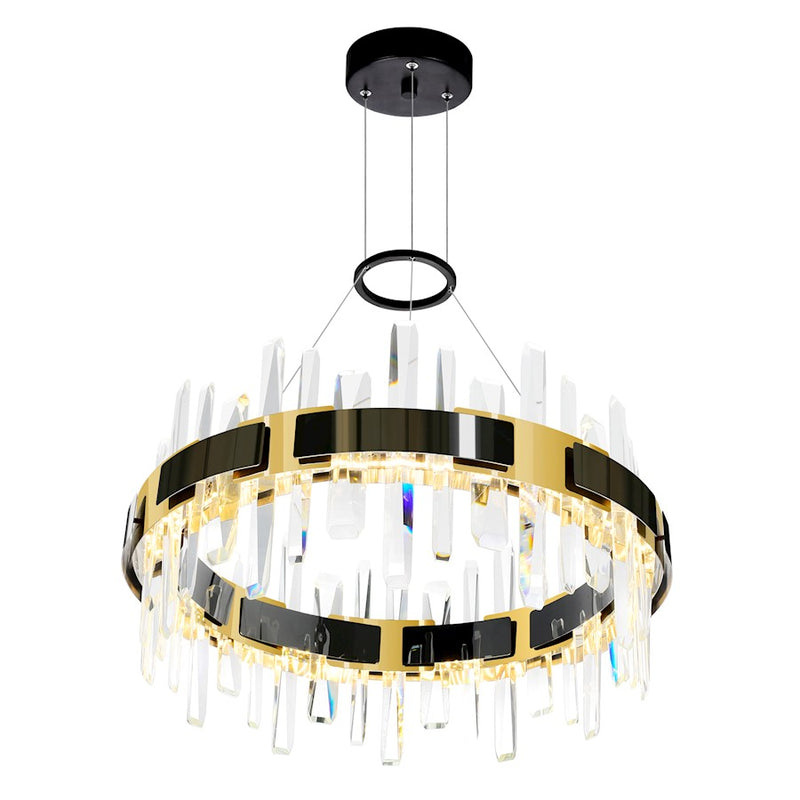 CWI Lighting Aya 24" Chandelier, Pearl Black/Titanium Gold