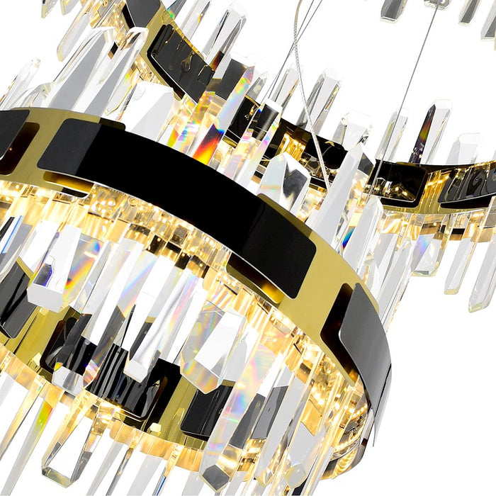 CWI Lighting Aya 32-3 Chandelier, Pearl Black/Titanium Gold