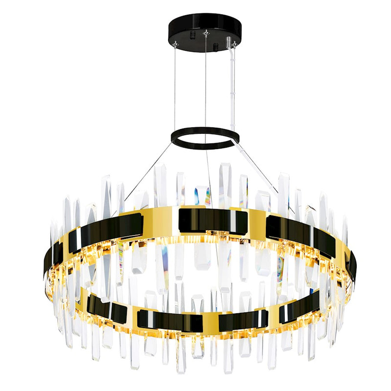 CWI Lighting Aya 32" Chandelier, Pearl Black/Titanium Gold