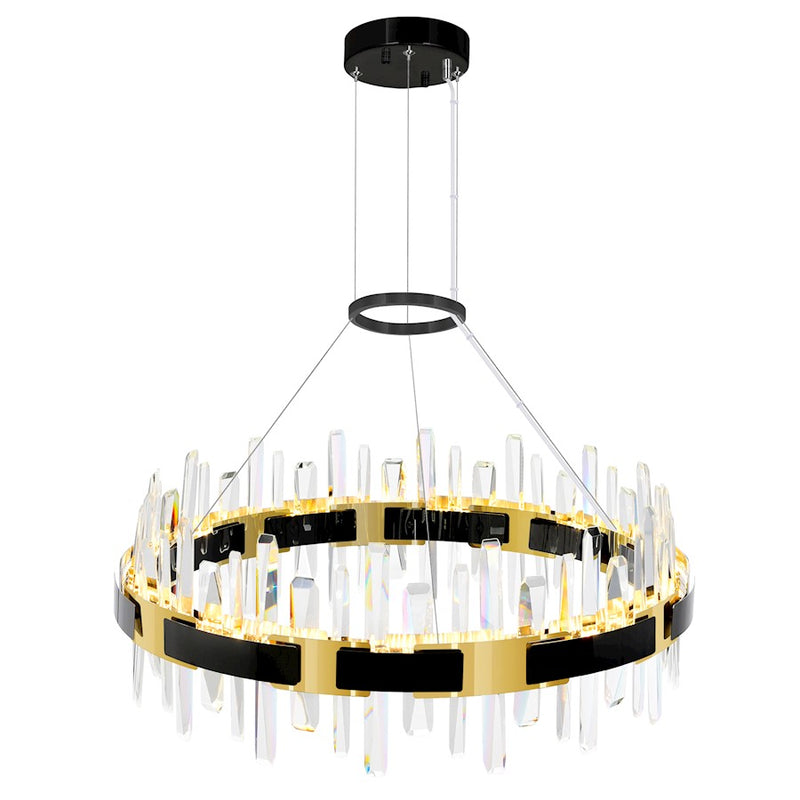 CWI Lighting Aya 32" Chandelier, Pearl Black/Titanium Gold