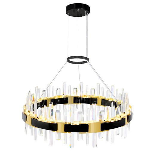 CWI Lighting Aya 32" Chandelier, Pearl Black/Titanium Gold