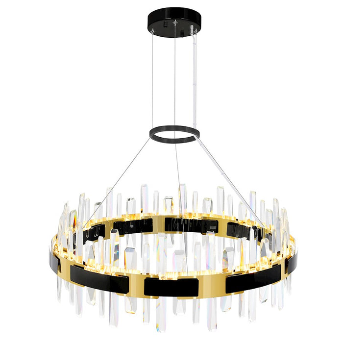 CWI Lighting Aya 32" Chandelier, Pearl Black/Titanium Gold