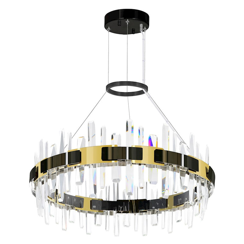 CWI Lighting Aya 32" Chandelier, Pearl Black/Titanium Gold