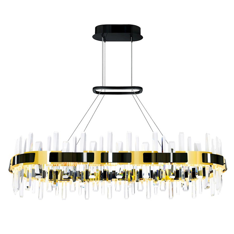 CWI Lighting Aya 43" Chandelier, Pearl Black/Titanium Gold