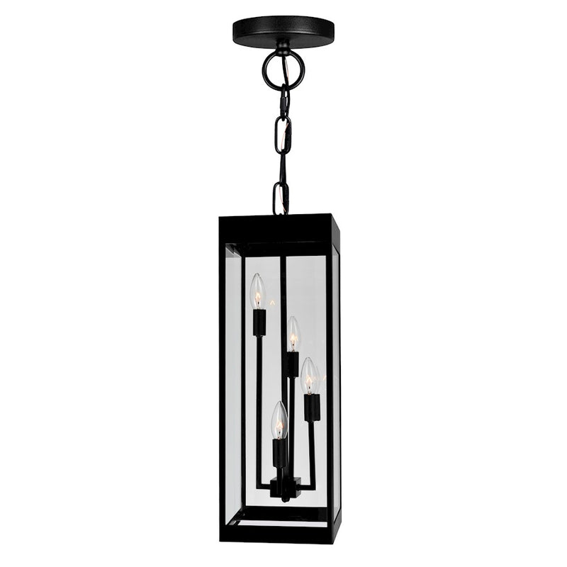 CWI Lighting Windsor 4 Light Outdoor Ceiling Light, Black/Clear