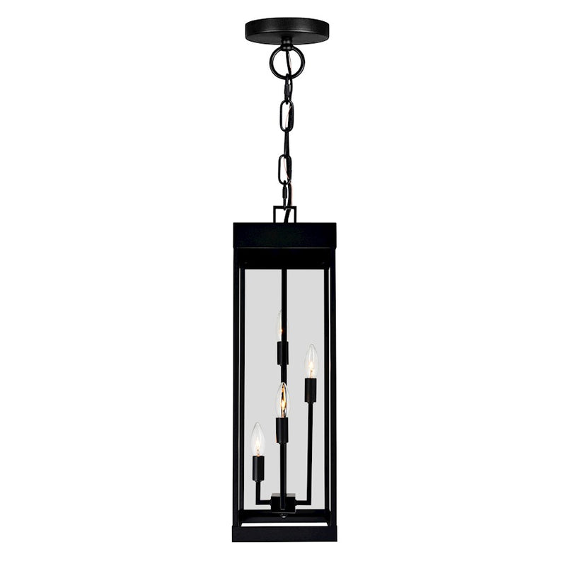 CWI Lighting Windsor 4 Light Outdoor Ceiling Light, Black/Clear
