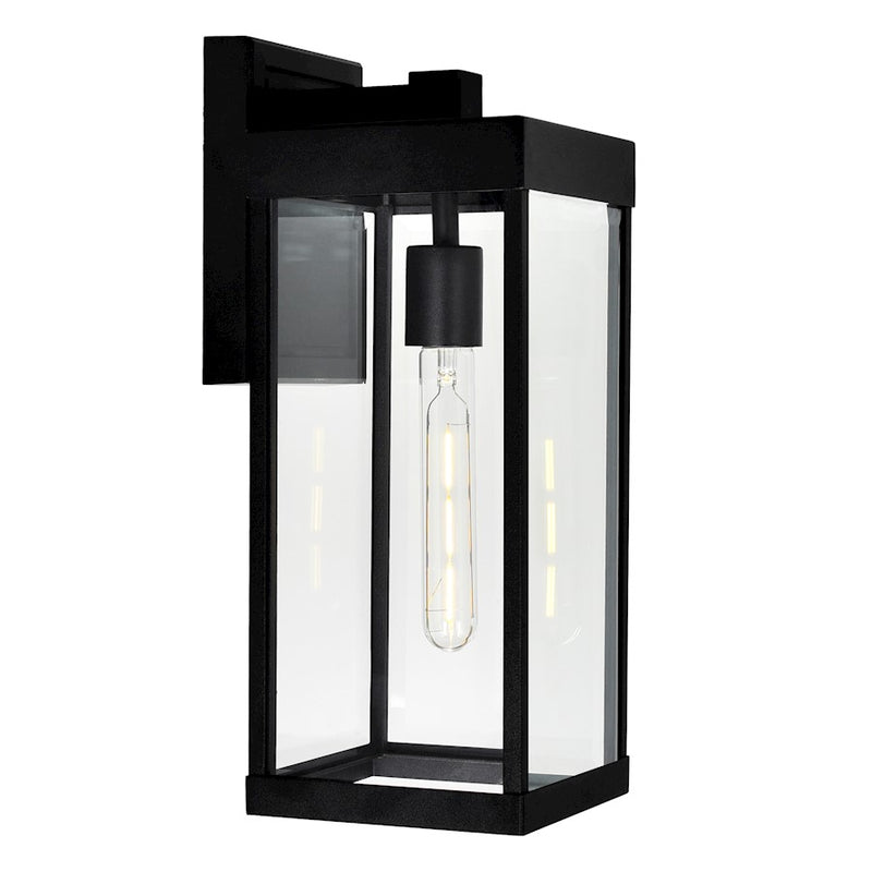 CWI Lighting Windsor 1 Light Outdoor 7" Wall Light, Black/Clear