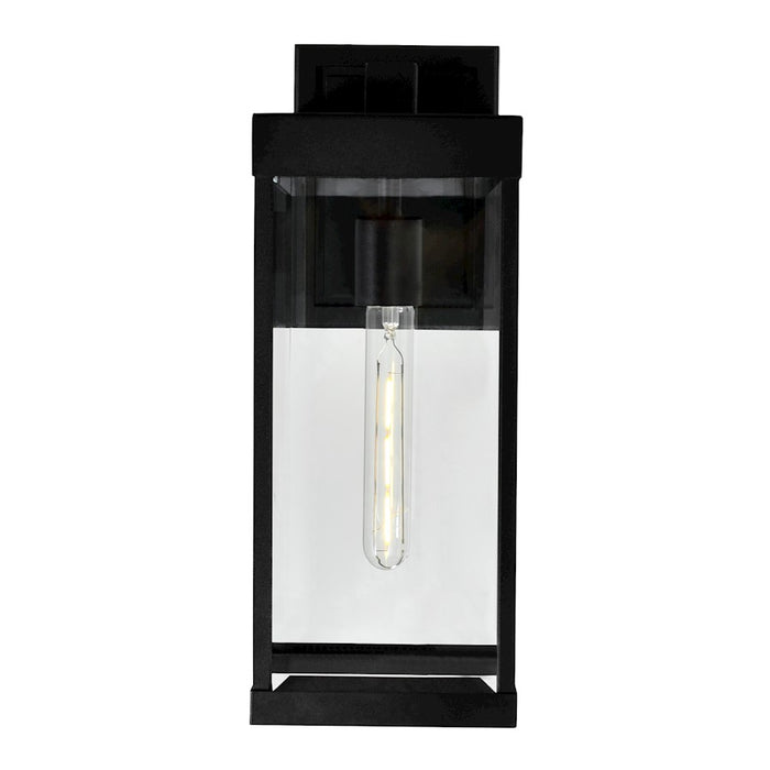 CWI Lighting Windsor 1 Light Outdoor 7" Wall Light, Black/Clear