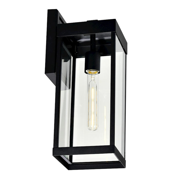 CWI Lighting Windsor 1 Light Outdoor 7" Wall Light, Black/Clear