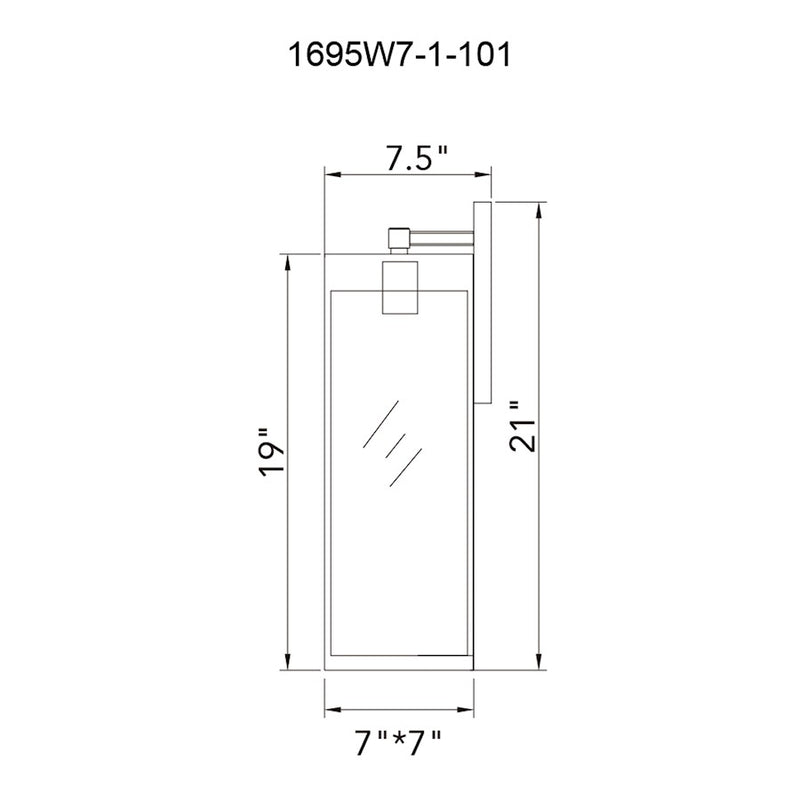 CWI Lighting Windsor 1 Light Outdoor 7" Wall Light, Black/Clear