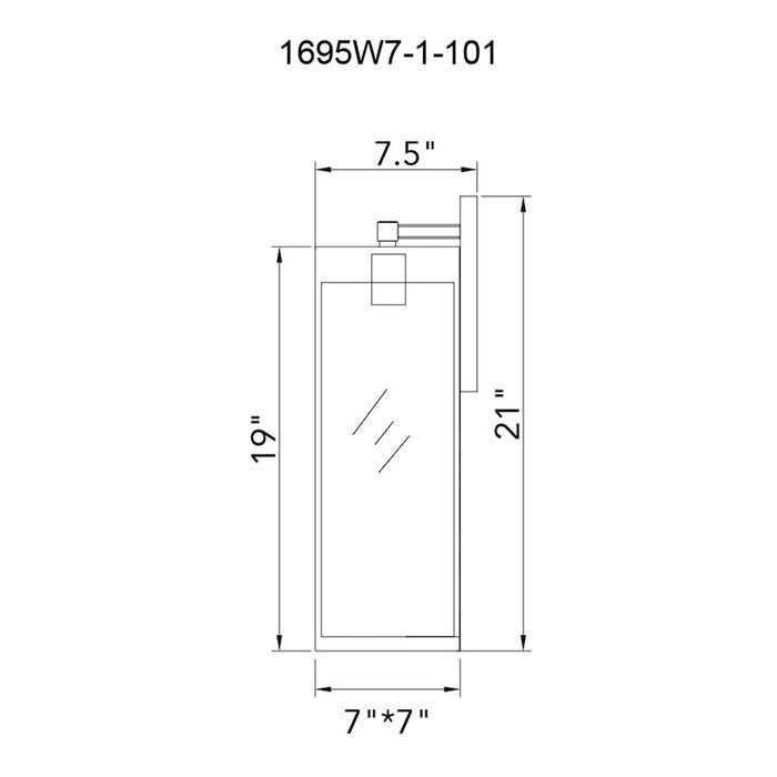 CWI Lighting Windsor 1 Light Outdoor 7" Wall Light, Black/Clear