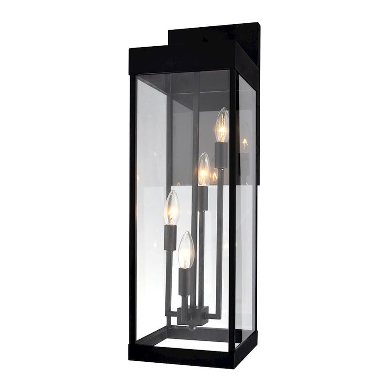 CWI Lighting Windsor 4 Light Outdoor Wall Light, Black/Clear
