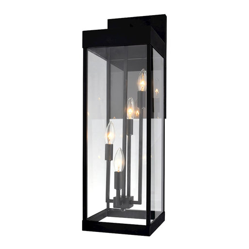 CWI Lighting Windsor 4 Light Outdoor Wall Light, Black/Clear - 1695W8-4-101