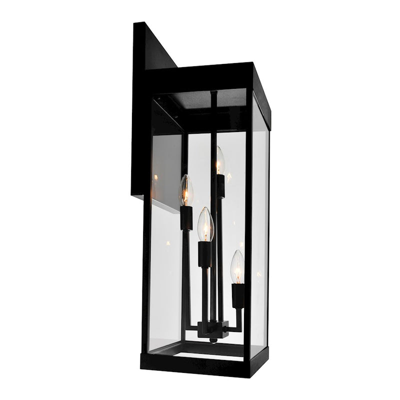 CWI Lighting Windsor 4 Light Outdoor Wall Light, Black/Clear