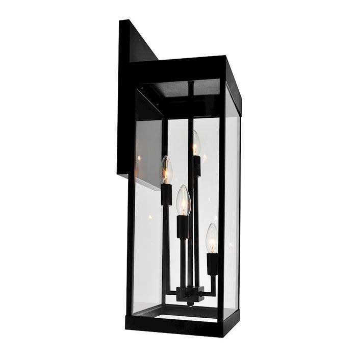 CWI Lighting Windsor 4 Light Outdoor Wall Light, Black/Clear