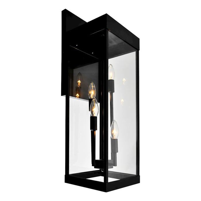 CWI Lighting Windsor 4 Light Outdoor Wall Light, Black/Clear