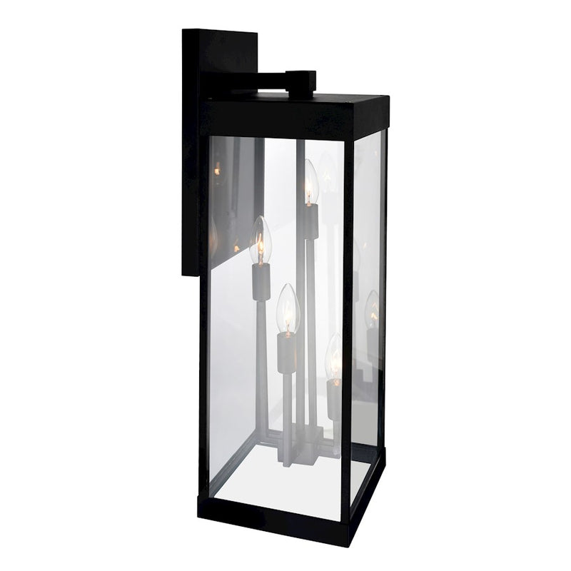 CWI Lighting Windsor 4 Light Outdoor Wall Light, Black/Clear