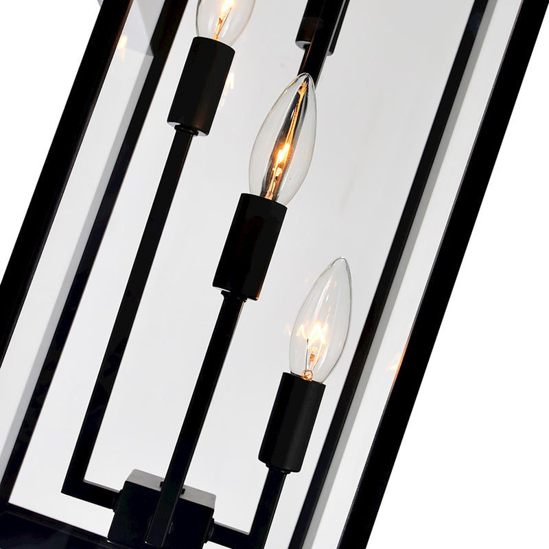 CWI Lighting Windsor 4 Light Outdoor Wall Light, Black/Clear