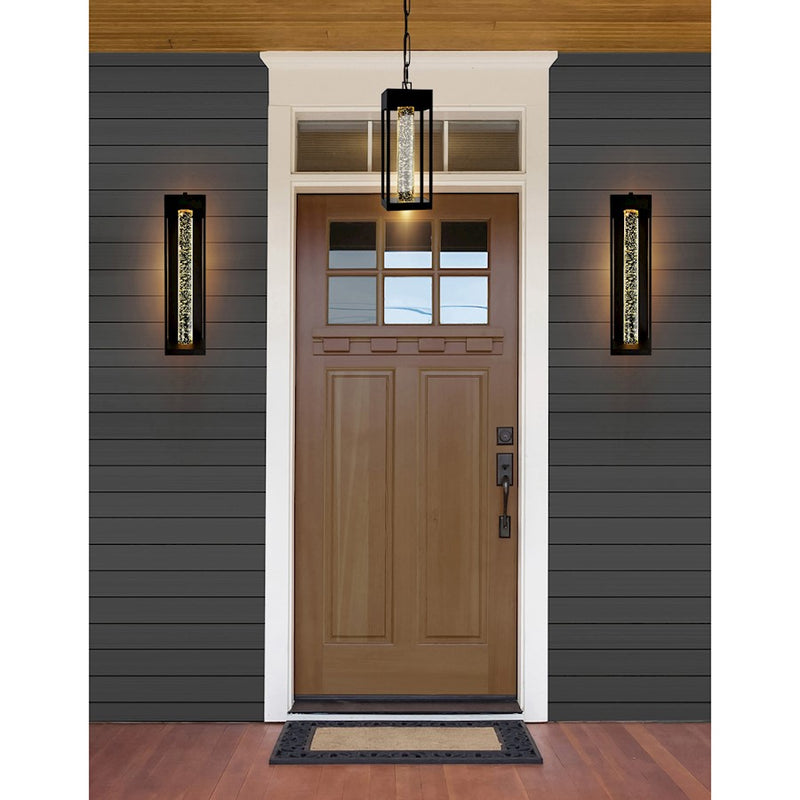 CWI Lighting Rochester Outdoor Wall Light, Black/Clear