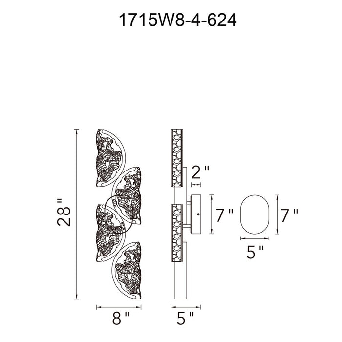 CWI Lighting Moon Integrated LED 8" Wall Light, Brass