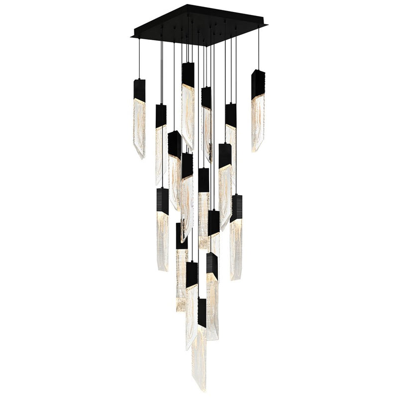 CWI Lighting Petra LED 24" Black Chandelier/Handcrafted Glass