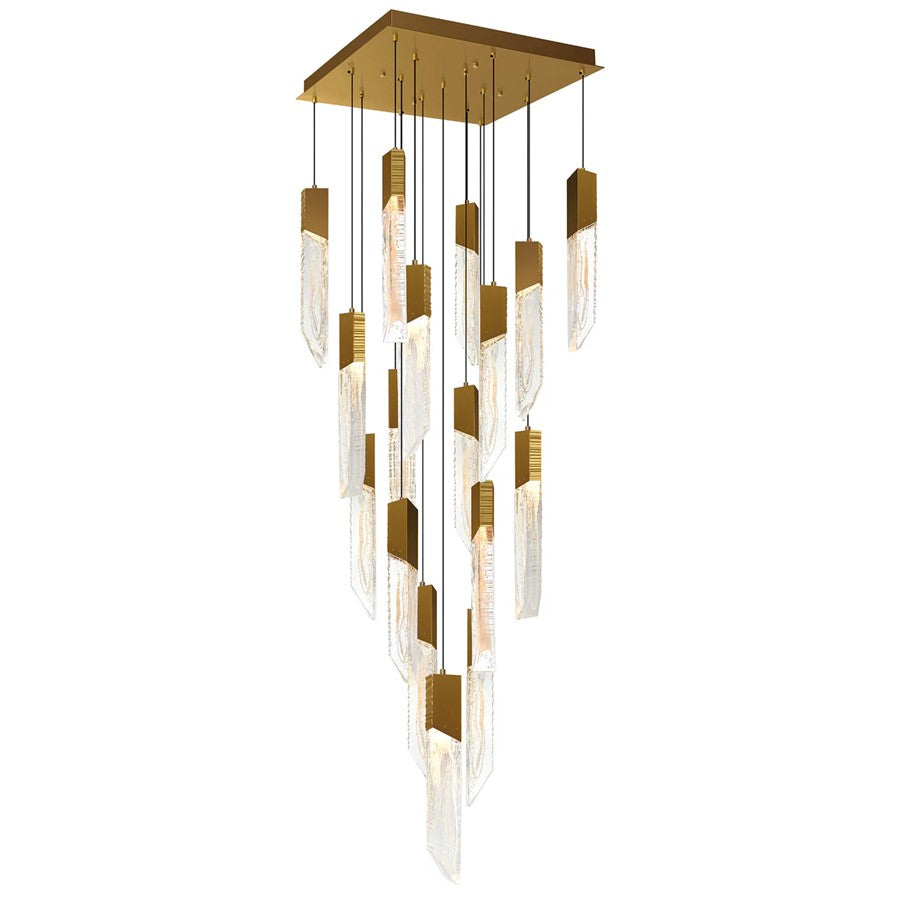 CWI Lighting Petra LED 24" Brass Chandelier/Handcrafted Glass