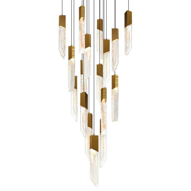 CWI Lighting Petra LED 24" Brass Chandelier/Handcrafted Glass