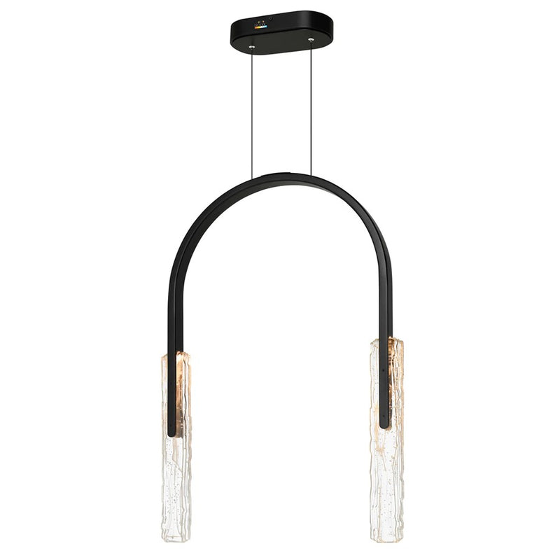 CWI Lighting Curva LED 22" Black Chandelier/Handcrafted Glass