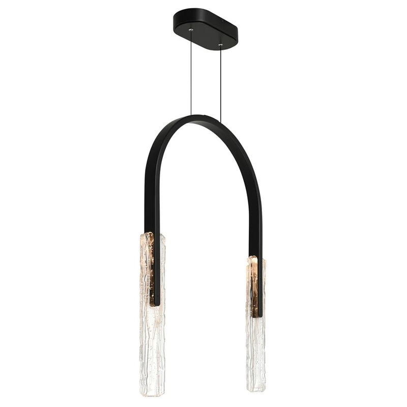 CWI Lighting Curva LED 22" Black Chandelier/Handcrafted Glass