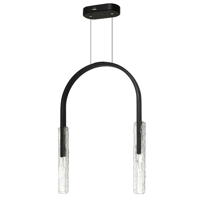 CWI Lighting Curva LED 22" Black Chandelier/Handcrafted Glass
