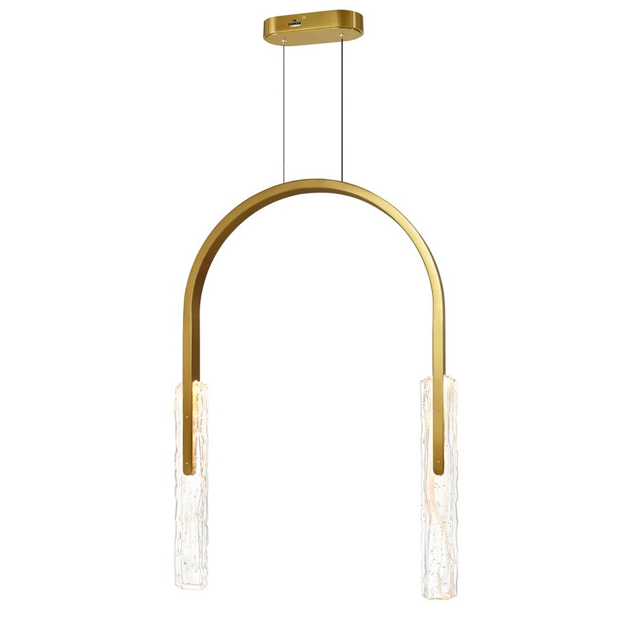 CWI Lighting Curva LED 22" Brass Chandelier/Handcrafted Glass