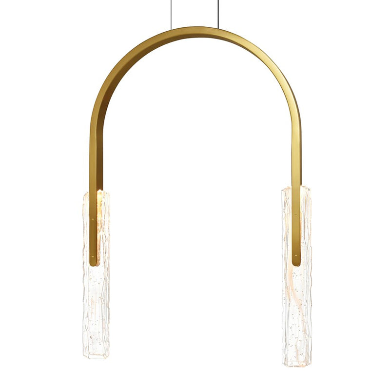 CWI Lighting Curva LED 22" Brass Chandelier/Handcrafted Glass
