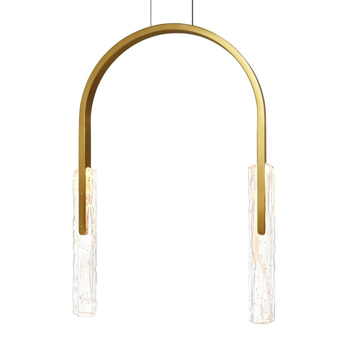 CWI Lighting Curva LED 22" Brass Chandelier/Handcrafted Glass