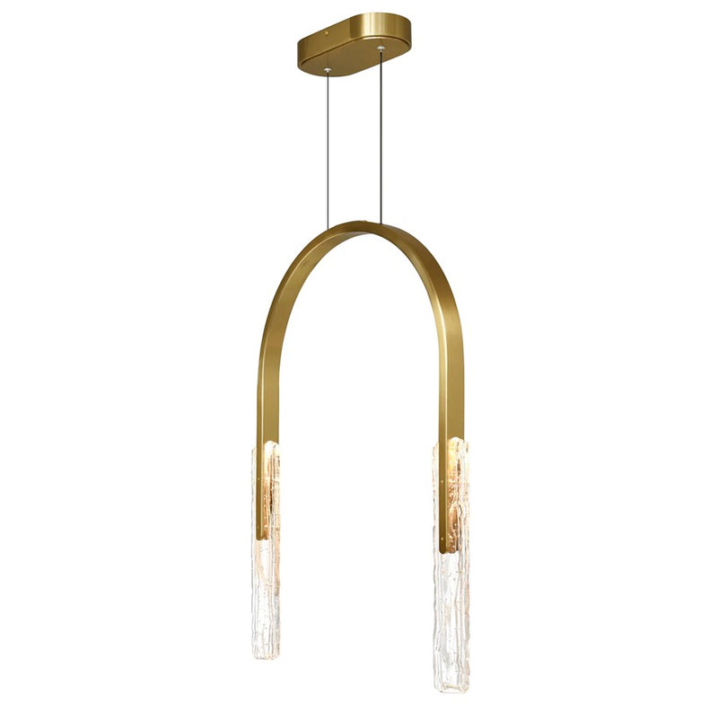 CWI Lighting Curva LED 22" Brass Chandelier/Handcrafted Glass