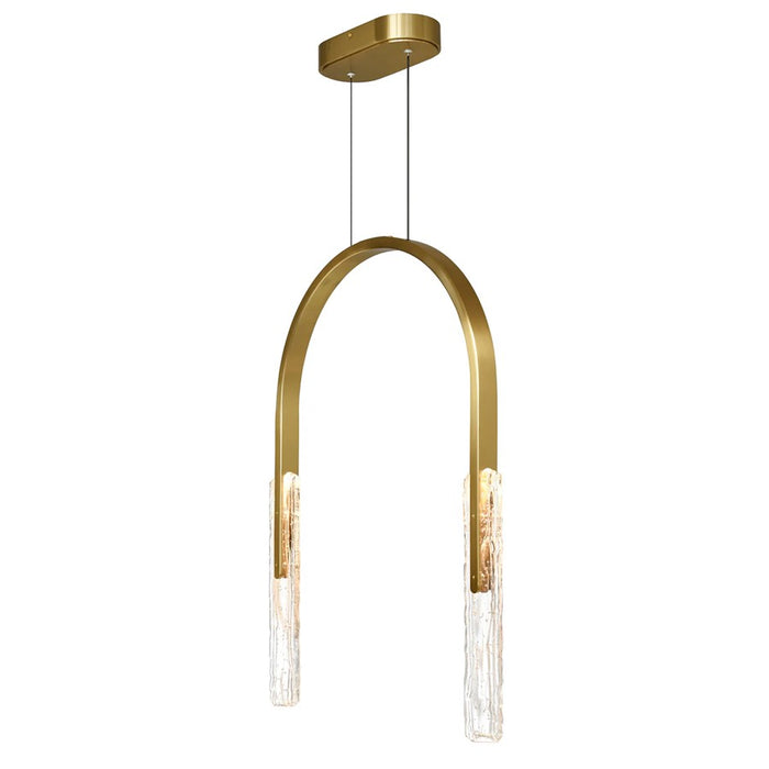 CWI Lighting Curva LED 22" Brass Chandelier/Handcrafted Glass