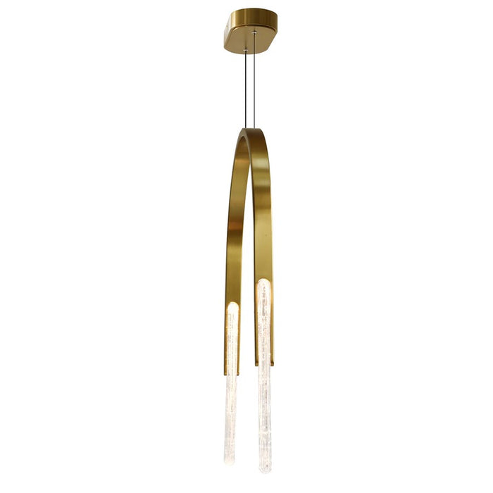 CWI Lighting Curva LED 22" Brass Chandelier/Handcrafted Glass