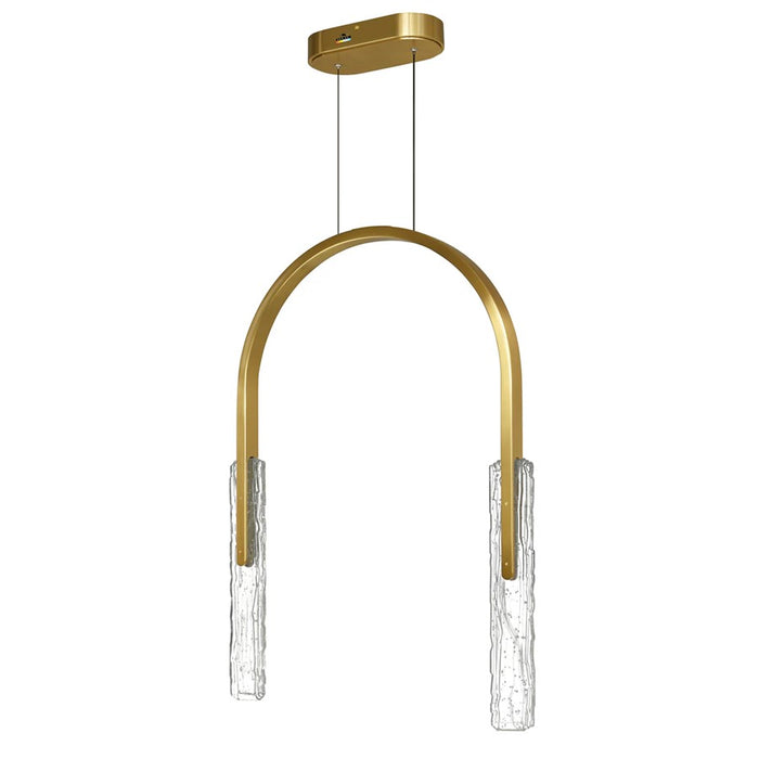 CWI Lighting Curva LED 22" Brass Chandelier/Handcrafted Glass