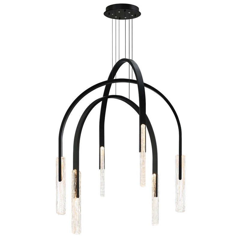 CWI Lighting Curva LED 38" Black Chandelier/Handcrafted Glass
