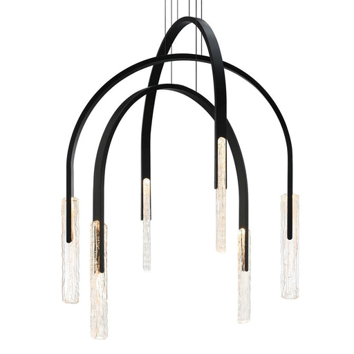 CWI Lighting Curva LED 38" Black Chandelier/Handcrafted Glass