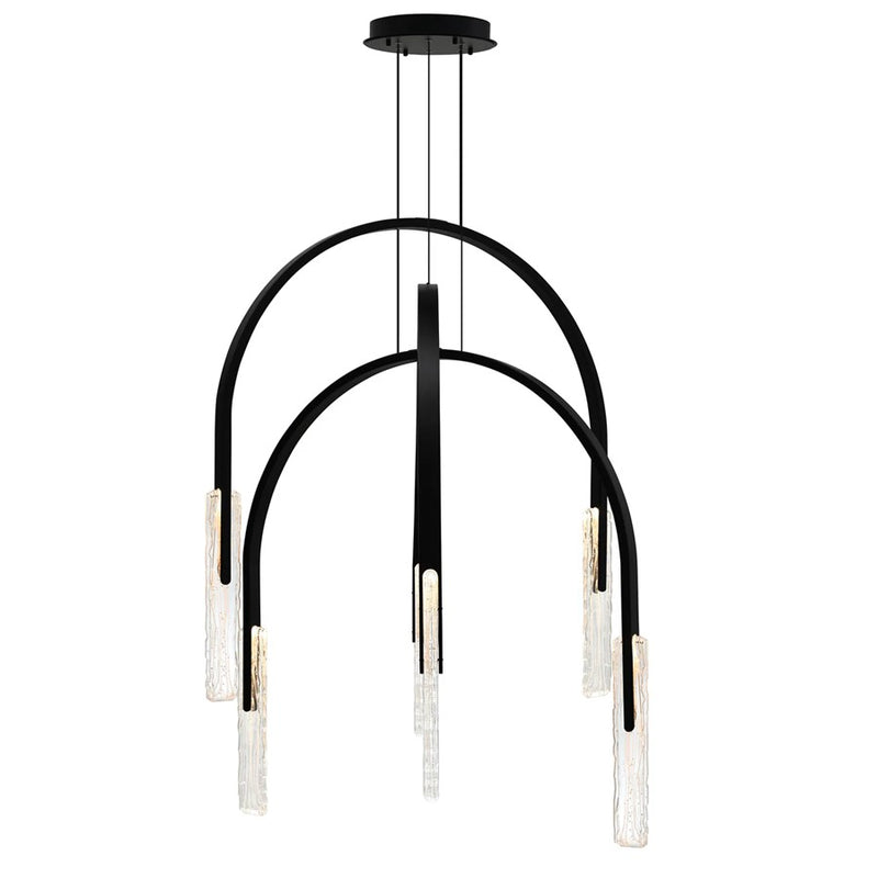 CWI Lighting Curva LED 38" Black Chandelier/Handcrafted Glass