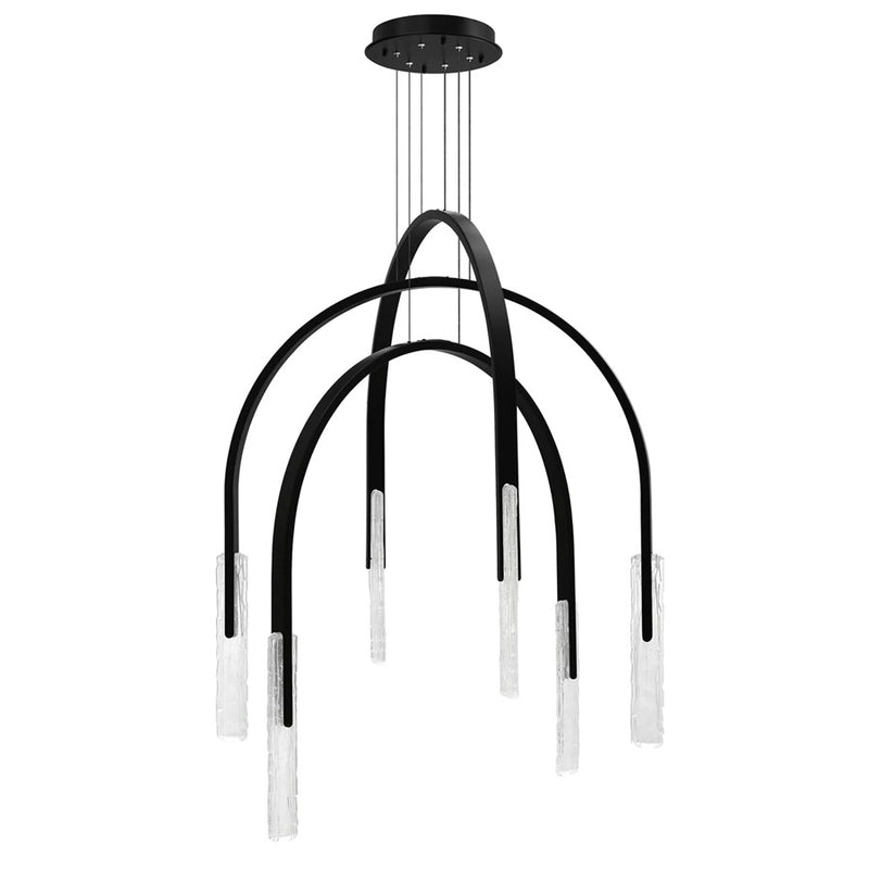 CWI Lighting Curva LED 38" Black Chandelier/Handcrafted Glass