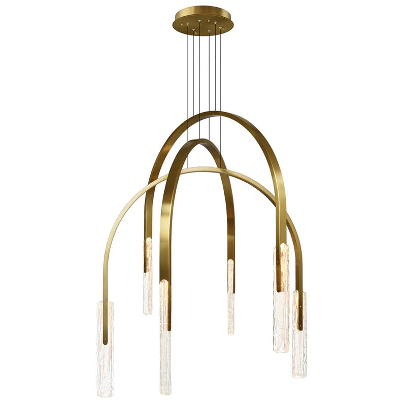 CWI Lighting Curva LED 38" Brass Chandelier/Handcrafted Glass